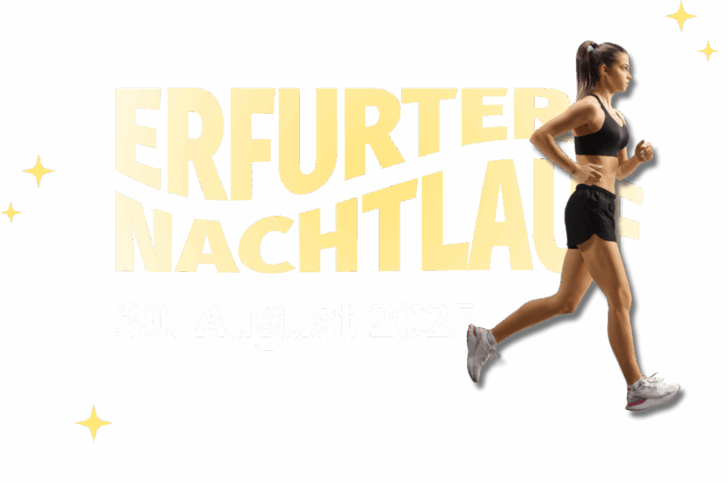 Bild: Schriftzug Erfurter Nachtlauf am 25. August 2025 & Läuferin