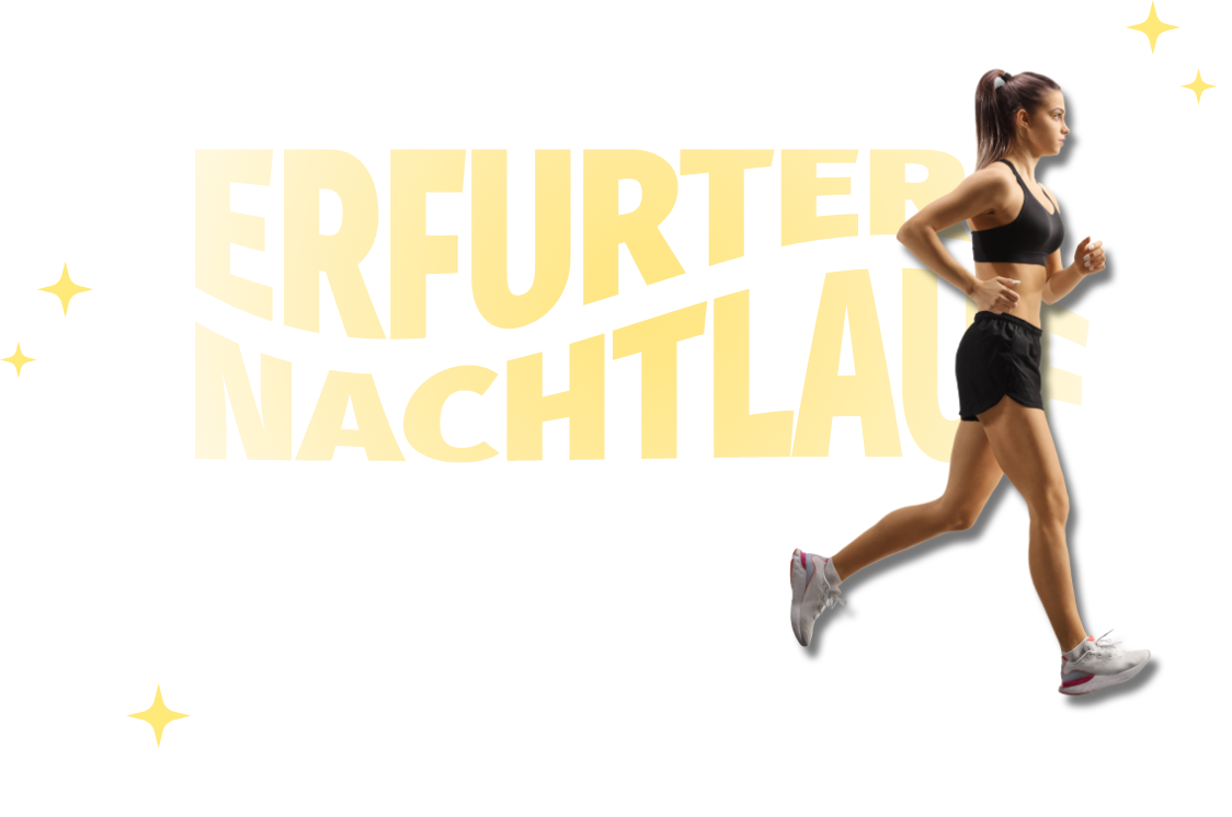 Bild: Schriftzug Erfurter Nachtlauf am 25. August 2025 & Läuferin